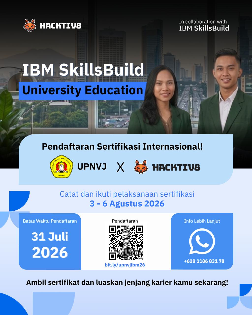 UPA LUK UPNVJ Gandeng Hacktiv8 Gelar Sertifikasi Internasional IBM SkillsBuild Gratis untuk Seluruh Mahasiswa UPNVJ